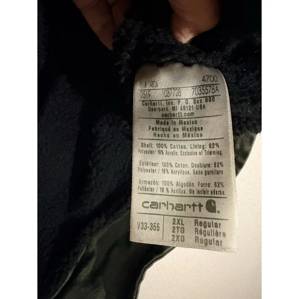 CARHARTT VEST MENS 2X GREEN BLACK SHERPA LINED